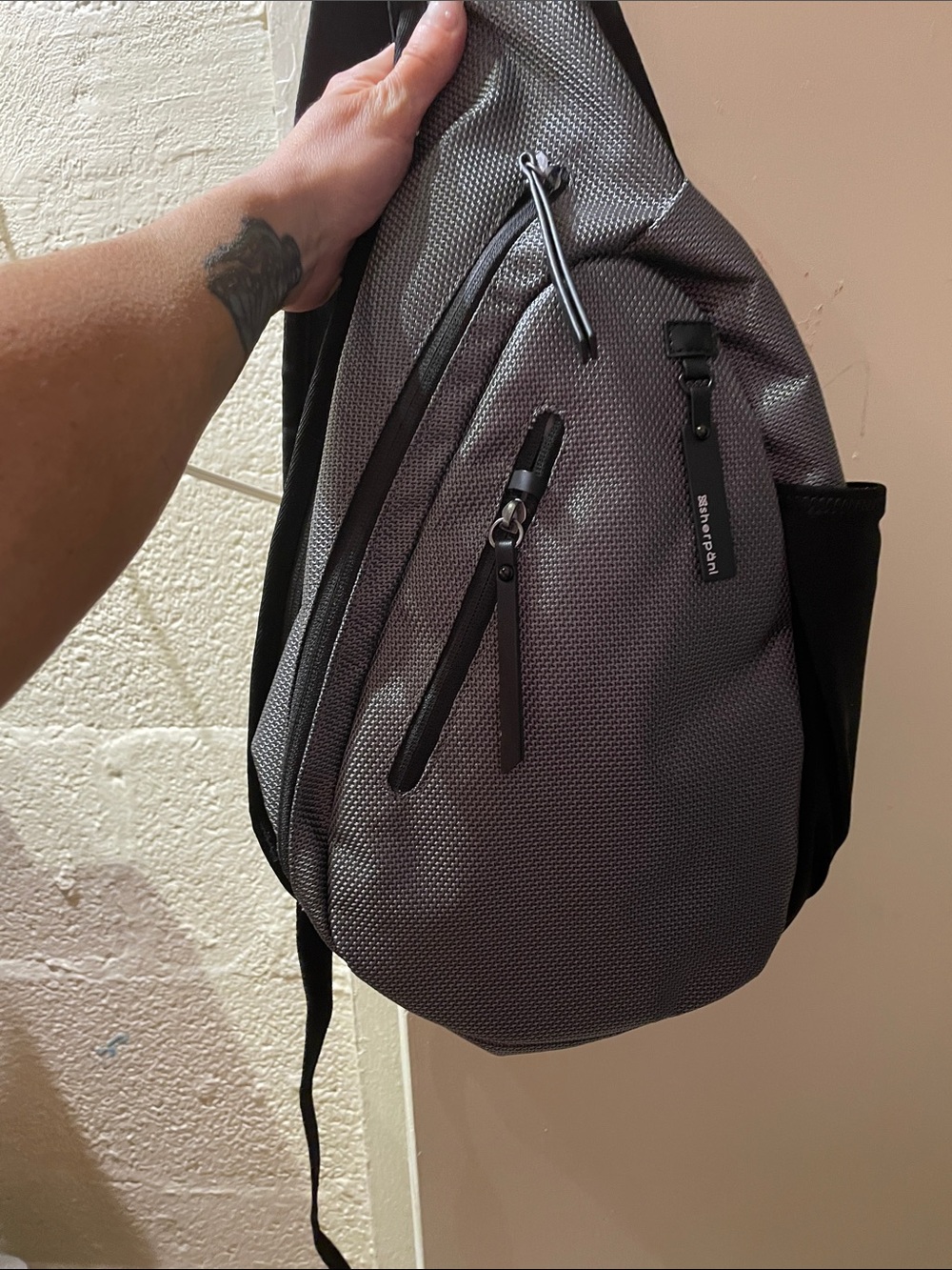 Sherpani Gray Textured Sling Backpack
